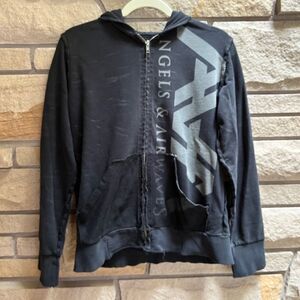 Angels & Airwaves "Highend Fleece" Distressed Vintage Zip Hoodie Black Medium